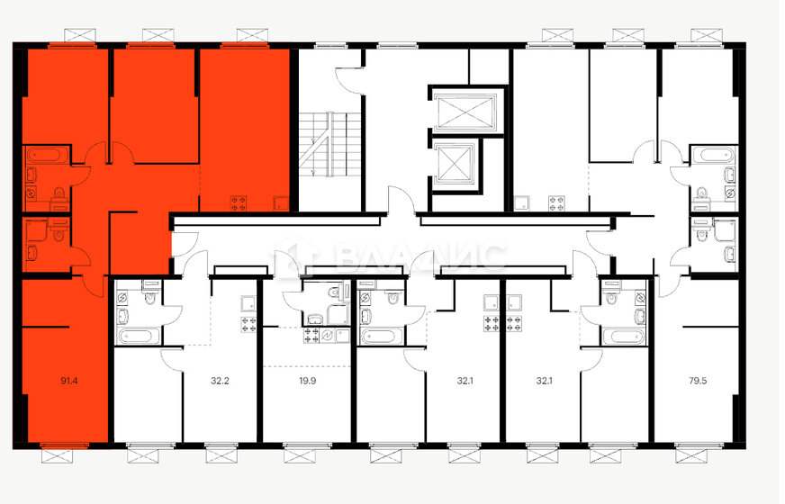 91,4 м², 3-комнатная квартира 21 400 000 ₽ - изображение 1