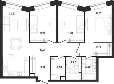 121 м², 3-комнатная квартира 45 990 000 ₽ - изображение 88