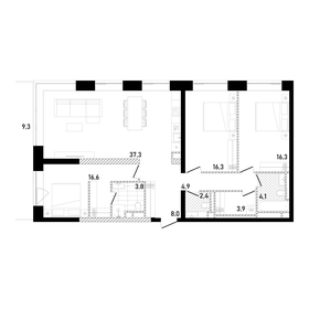 Квартира 116,4 м², 3-комнатная - изображение 1