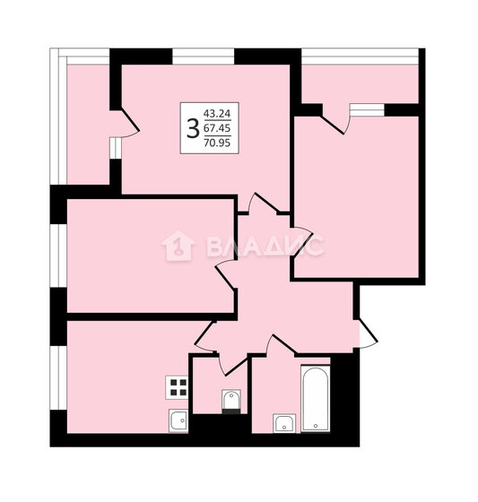 71 м², 3-комнатная квартира 16 900 000 ₽ - изображение 1