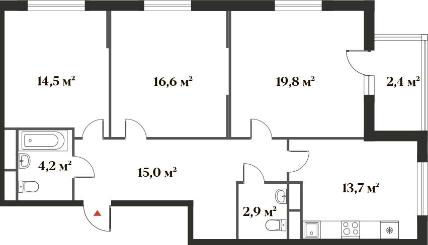 89,1 м², 3-комнатная квартира 21 913 000 ₽ - изображение 1