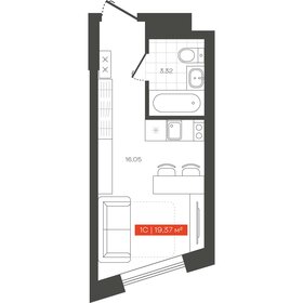 Квартира 19,4 м², 1-комнатные - изображение 1