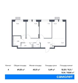 Квартира 69,3 м², 3-комнатная - изображение 1