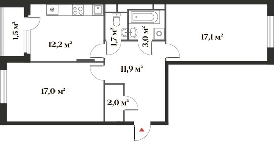 Квартира 66,4 м², 2-комнатная - изображение 1