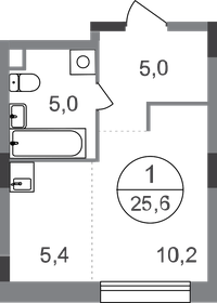 Квартира 25,6 м², студия - изображение 1