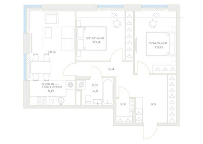 65 м², 3-комнатная квартира 9 390 000 ₽ - изображение 7