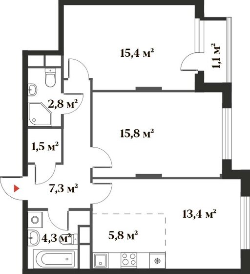 67,4 м², 3-комнатная квартира 16 298 854 ₽ - изображение 1