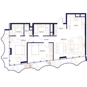 Квартира 94,1 м², 2-комнатная - изображение 1