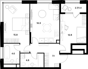 62,5 м², 2-комнатная квартира 28 550 280 ₽ - изображение 73