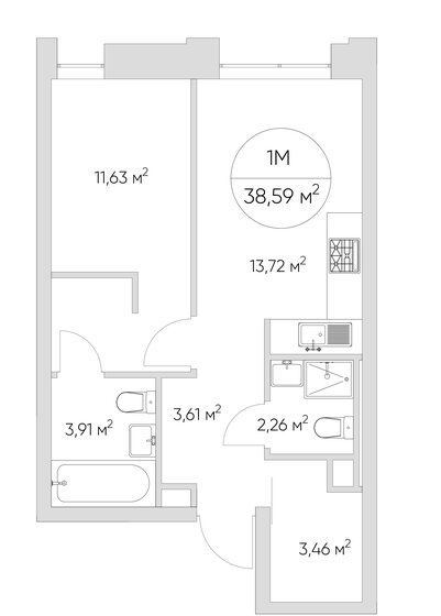 38 м², 1-комнатные апартаменты 15 581 424 ₽ - изображение 1