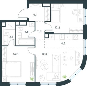 Квартира 64,9 м², 3-комнатная - изображение 1