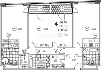 Квартира 135,3 м², 4-комнатная - изображение 1