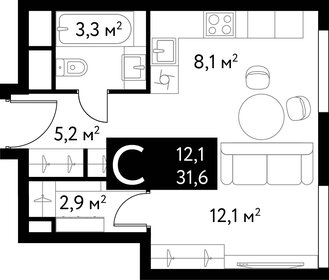 Квартира 31,6 м², студия - изображение 1