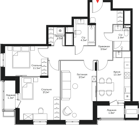 90,1 м², 3-комнатная квартира 31 653 300 ₽ - изображение 17