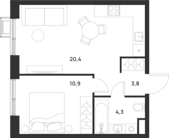 39,1 м², 1-комнатная квартира 12 300 000 ₽ - изображение 100