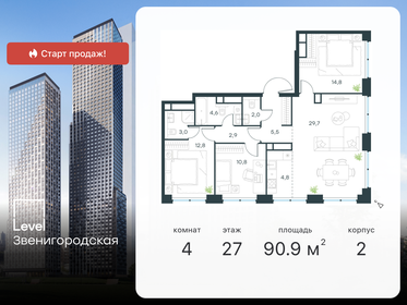 Квартира 90,9 м², 4-комнатная - изображение 1