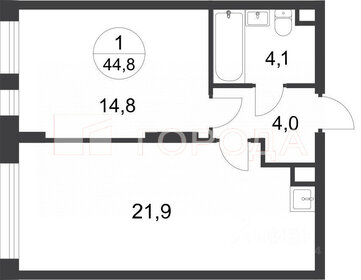 44,4 м², 1-комнатная квартира 13 736 312 ₽ - изображение 1