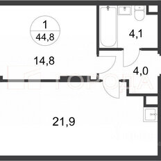 Квартира 44,8 м², 1-комнатная - изображение 2