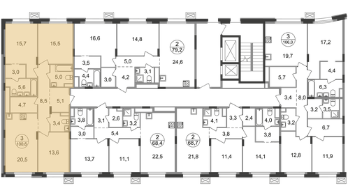 Квартира 100,6 м², 3-комнатная - изображение 2