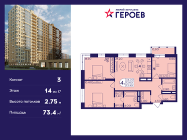 84,1 м², 3-комнатная квартира 11 490 000 ₽ - изображение 93