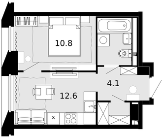 44 м², квартира-студия 9 300 000 ₽ - изображение 20