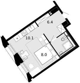 Квартира 27,6 м², 1-комнатная - изображение 1