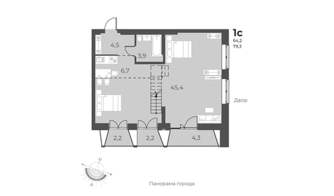 Квартира 79,3 м², 1-комнатная - изображение 1