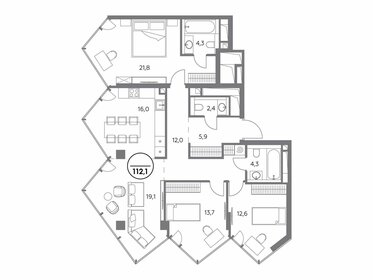 Квартира 112,1 м², 3-комнатная - изображение 1