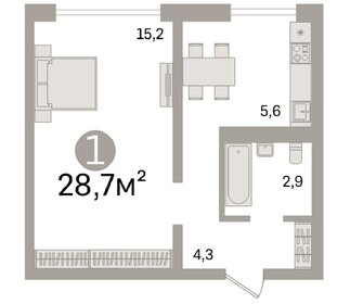 Квартира 28,7 м², 1-комнатная - изображение 5