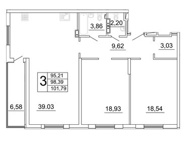 Квартира 102,3 м², 3-комнатная - изображение 1