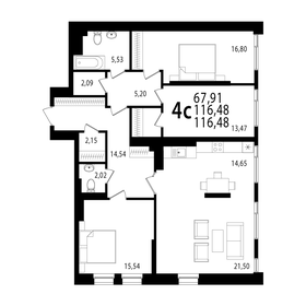 Квартира 116,5 м², 4-комнатная - изображение 1
