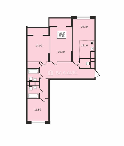 101,6 м², 4-комнатная квартира 20 600 000 ₽ - изображение 51