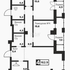 Квартира 162,9 м², 3-комнатные - изображение 2