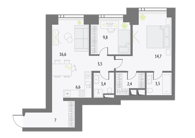 69 м², 3-комнатные апартаменты 24 000 000 ₽ - изображение 110