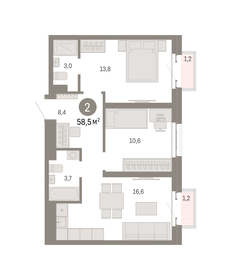 58,6 м², 2-комнатная квартира 19 340 000 ₽ - изображение 78