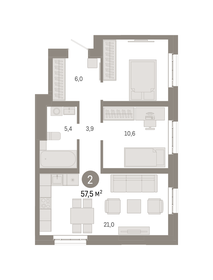 57,4 м², 2-комнатная квартира 19 080 000 ₽ - изображение 43