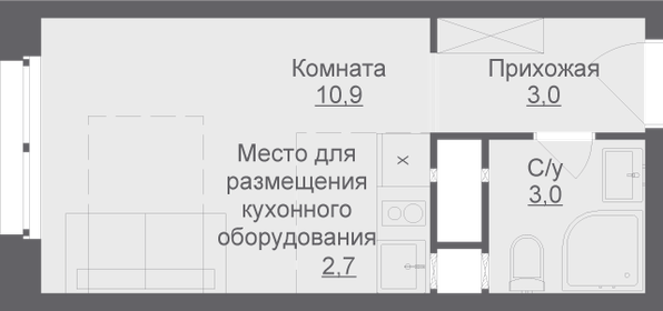 Квартира 19,6 м², студия - изображение 1