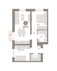 43 м², 1-комнатная квартира 16 660 608 ₽ - изображение 33