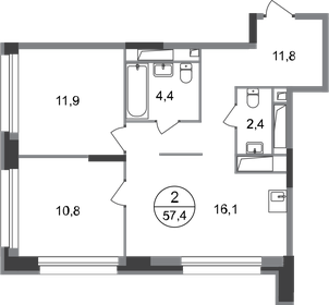 55,5 м², 2-комнатная квартира 12 500 000 ₽ - изображение 20