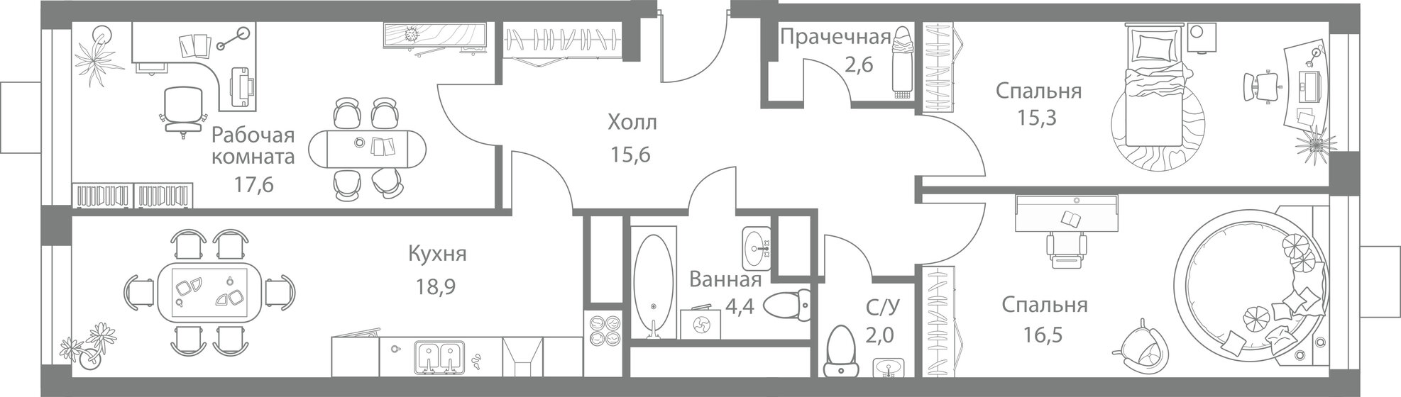 93,7 м², 3-комнатная квартира 27 746 912 ₽ - изображение 1