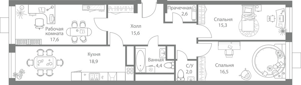 93,2 м², 2-комнатные апартаменты 88 540 000 ₽ - изображение 114