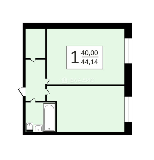 44 м², 1-комнатная квартира 6 720 000 ₽ - изображение 1