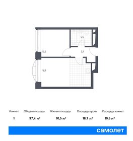 Квартира 37,4 м², 1-комнатные - изображение 1