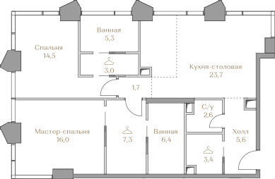 89,5 м², 2-комнатная квартира 118 299 000 ₽ - изображение 1