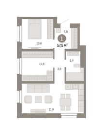57,4 м², 2-комнатная квартира 19 080 000 ₽ - изображение 42
