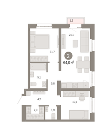 67,2 м², 2-комнатная квартира 22 269 542 ₽ - изображение 18
