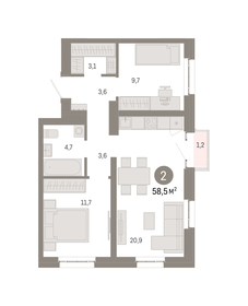 58,6 м², 2-комнатная квартира 19 250 000 ₽ - изображение 78