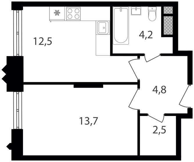 37,7 м², 1-комнатная квартира 12 810 460 ₽ - изображение 1