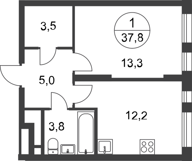 37,8 м², 1-комнатная квартира 12 491 867 ₽ - изображение 51