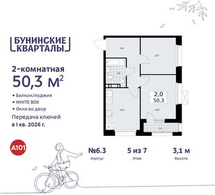 Квартира 50,3 м², 2-комнатная - изображение 1